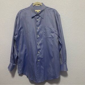 Pronto Uomo Men’s Blue No Iron Button Down Long Sleeve Dress Shirt